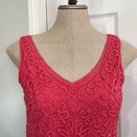 Sigrid Olsen silk sleeveless V-neck lace floral beaded embellished top handmade - Picture 3 of 12